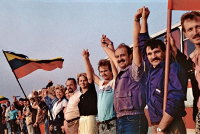 Cadena humana de la Vía Báltica del año 1989. Fuente: Wikipedia.
