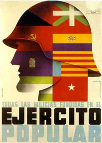 Cartel con el lema: «Todas las milicias fundidas en el ejército popular». Fuente: Foro Militar General.