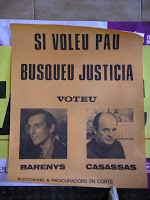 Cartel de elecciones a procuradores en Cortes. Candidatura Barenys-Casassas. Fuente: cartelestransicion.blogspot.com.
