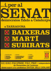 Entesa dels Catalans. Cartel de campaña por Tarragona, año 1977.
