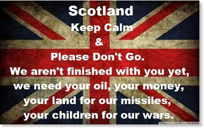 «Si us plau, mantinguin la calma i no marxin. No hem acabat amb vostès encara, necessitem el vostre petroli, els vostres diners, el vostre país per als nostres míssils i els vostres fills per a les nostres guerres».
