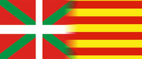 Ikurriña (bandera vasca) y senyera (bandera catalana).