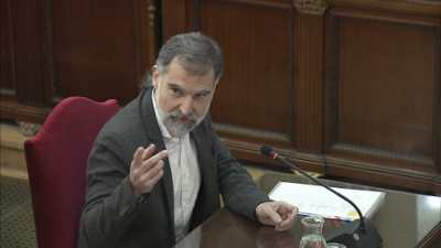 El president d’Òmnium Cultural, Jordi Cuixart, declarant en el judici de l’1-O, que se celebra al Tribunal Suprem. Foto: ACN.